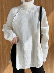 Derpai Damenpulli mit Stehkragen & Reißverschluss – modischer Stil