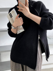 Derpai Damenpulli mit Stehkragen & Reißverschluss – modischer Stil