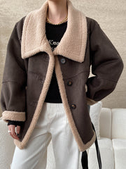 Derpai Wendbare Fliegerjacke mit Knopfleiste und Reverskragen Damen