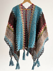 Derpai Gestrickter Schal mit Fransen ethnischer Stil