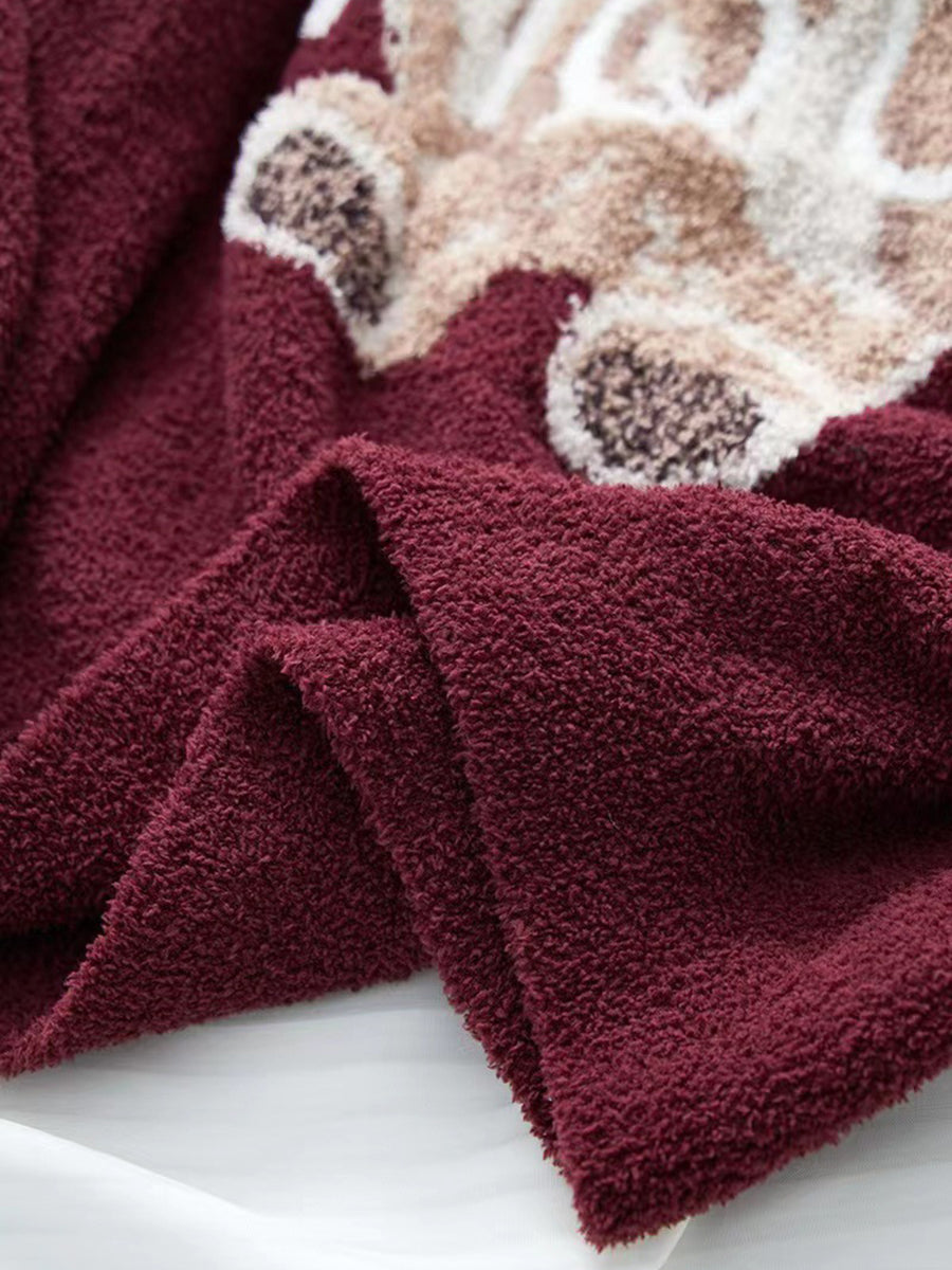 Derpai Pyjama-Set aus Fleece mit Bären-Karo-Muster Damen Weihnachten