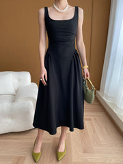 Derpai Schwarzes langes Trapez-Abendkleid à la Audrey Hepburn