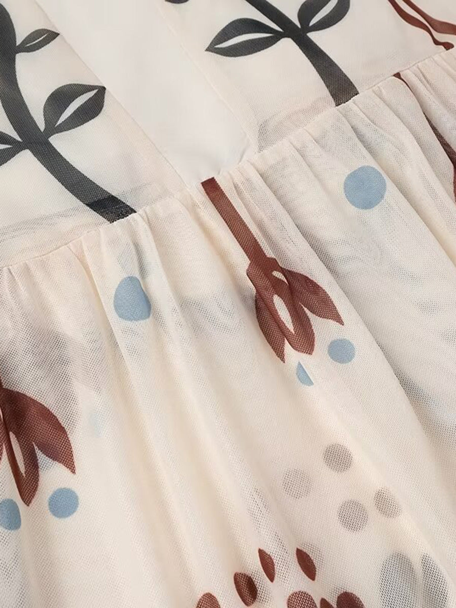 Derpai Langes Ethno-Kleid mit Rüschen und feinen Trägern – für Ball und Strand