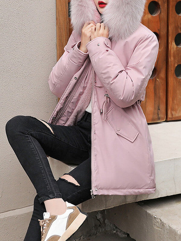Derpai Midilange Parka mit Fleece-Futter und Kapuze Damen Winter