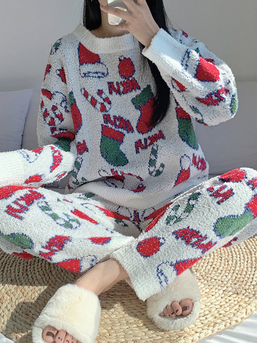 Derpai Weihnachts-Pyjama-Set Damen