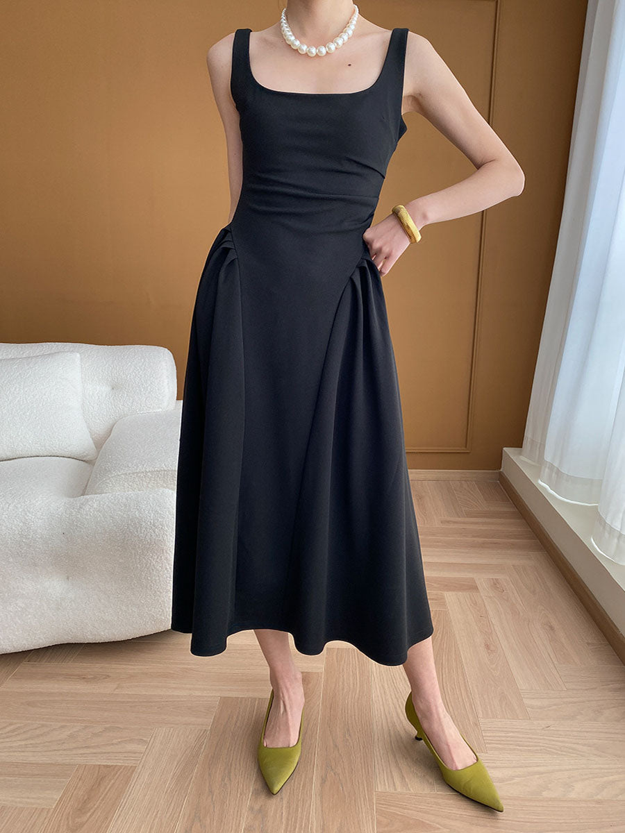 Derpai Schwarzes langes Trapez-Abendkleid à la Audrey Hepburn