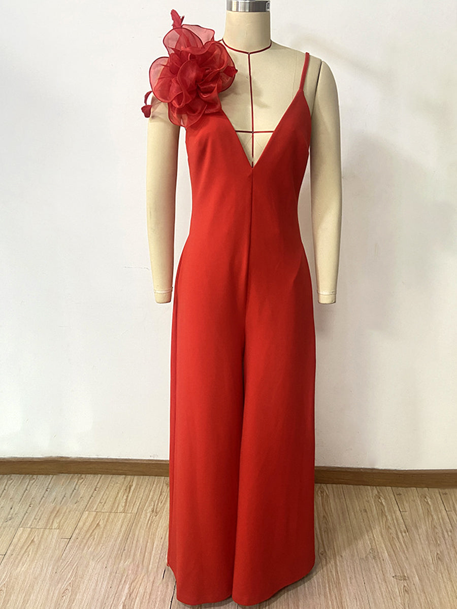 Derpai Lange Jumpsuit mit feinen Trägern Damen modisch