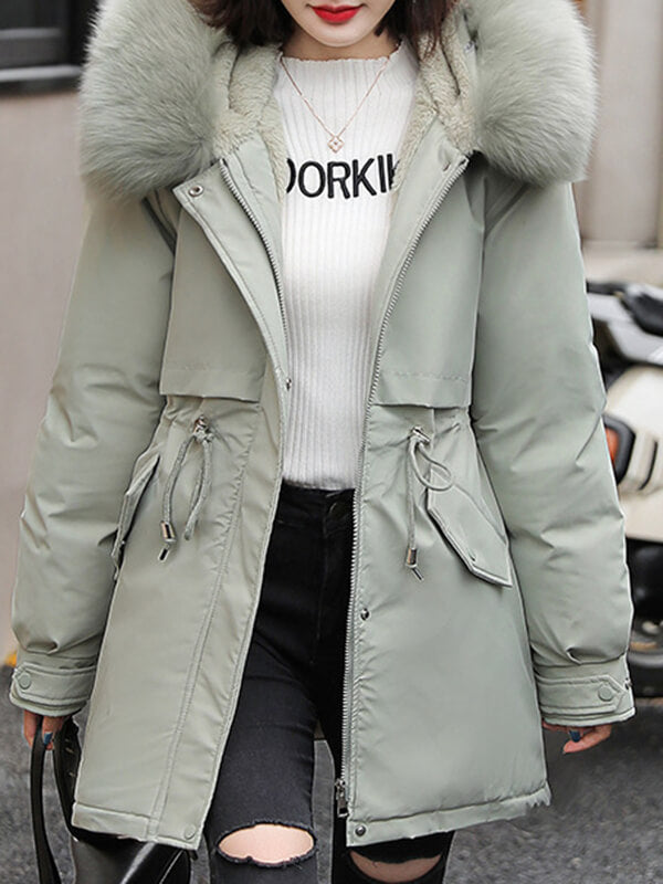 Derpai Midilange Parka mit Fleece-Futter und Kapuze Damen Winter