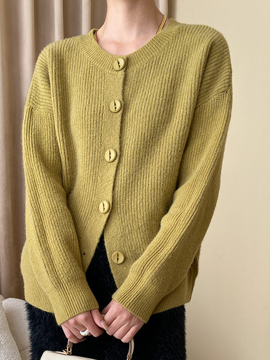 Derpai Cardigan mit Knopfleiste und Rundhalsausschnitt Damen casual