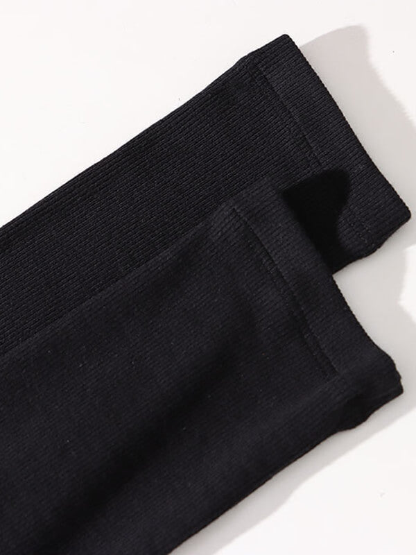 Derpai Schwarzes langes Kleid im Trapezstil mit Cut-Outs & langen Ärmeln