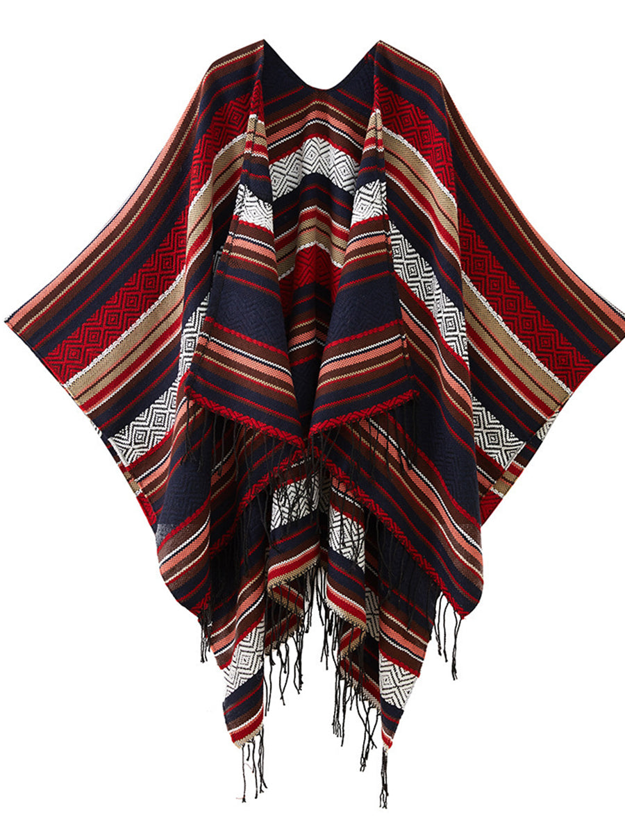 Derpai Jacquard-Schal mit Fransen ethnischer Stil