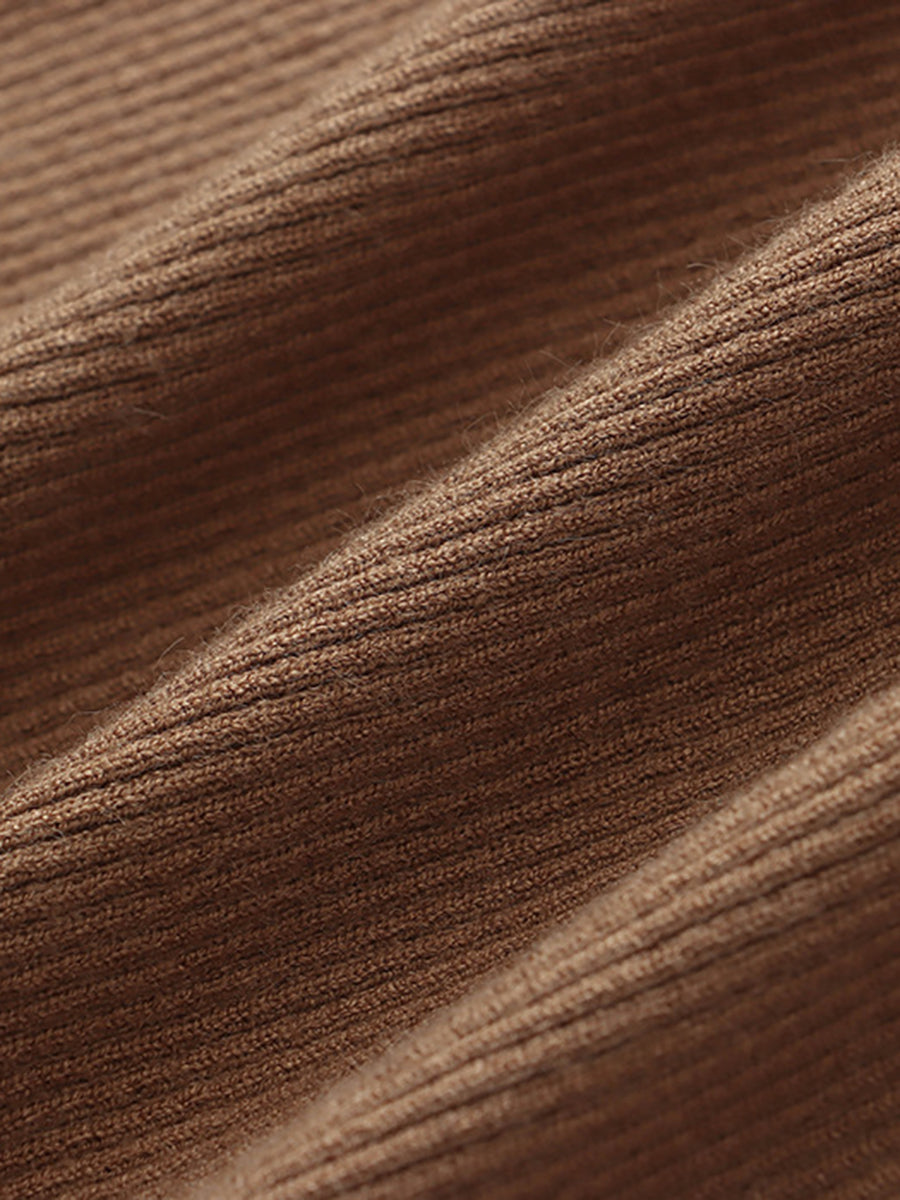 Derpai Figurbetonter Strickpullover mit V-Ausschnitt und Knöpfen Damen modisch