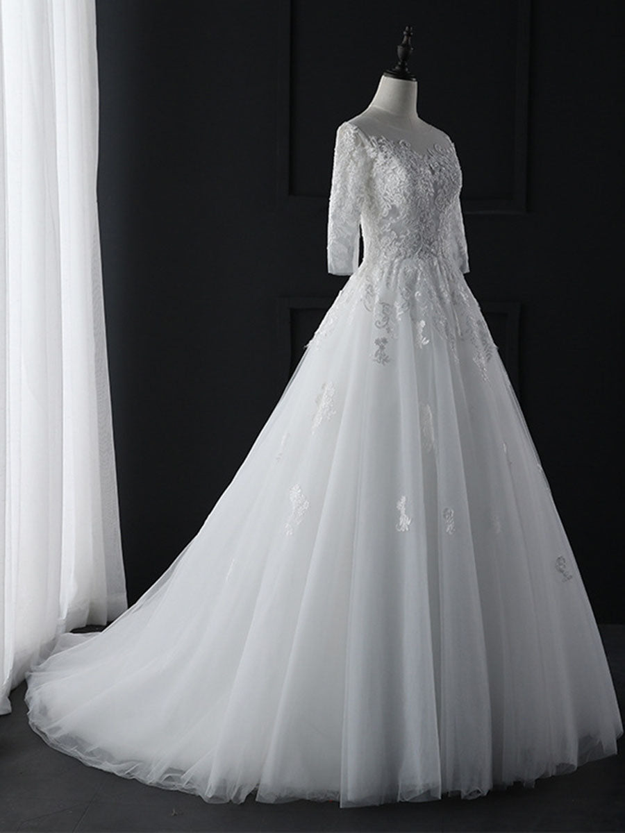 Derpai Weißes Brautkleid im Boho-Stil Maxi-Prinzessinnen-Schnitt