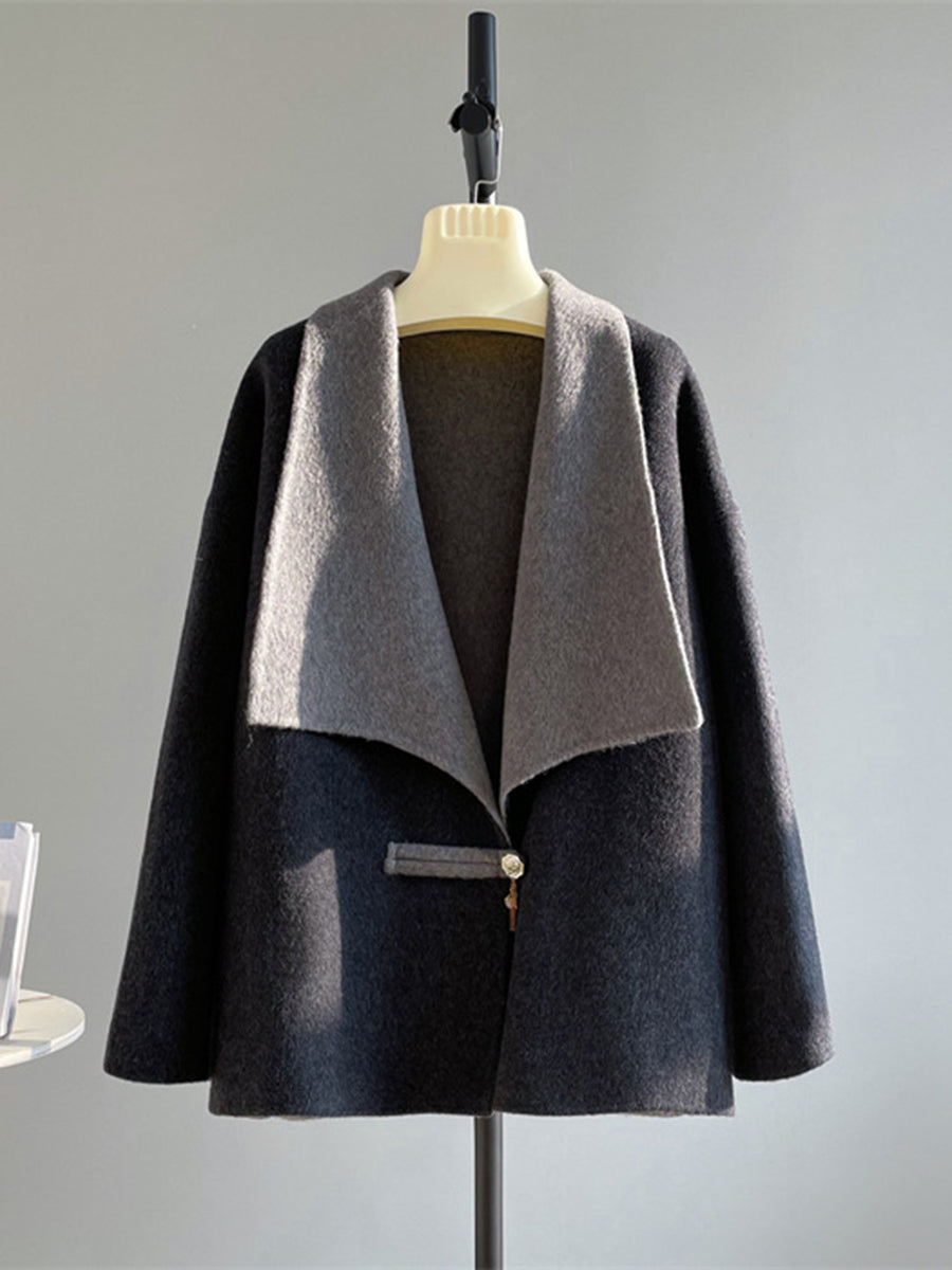 Derpai Wollmantel mit Farbblock-Design Damen modisch