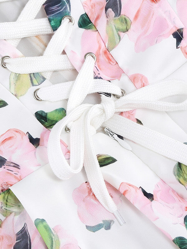 Derpai Bustier-Maxi-Abendkleid mit Blumenprint & Schlitz – für Hochzeit