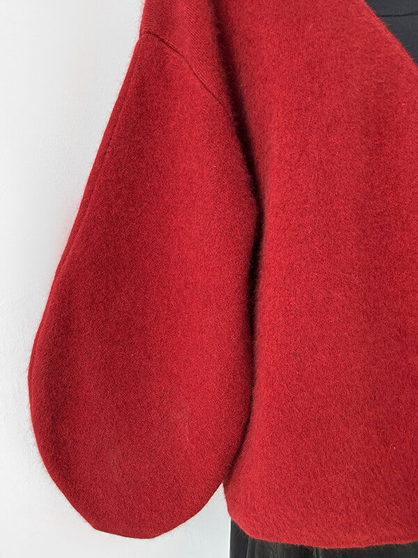 Derpai Roter Strick-Cardigan mit Spaghettiträgern – Weihnachtsstil