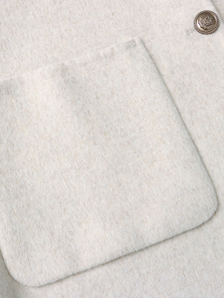 Derpai Damen-Cape aus Wolle mit Taschen Knopfleiste und Kapuze