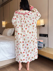 Derpai Herz-Pyjama mit Claudine-Kragen ausgestellten Ärmeln Damen Weihnachten oversized