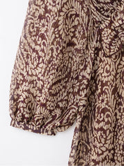 Derpai Langes Kleid Chiffon Paisley-Muster V-Ausschnitt lange Ärmel Boho
