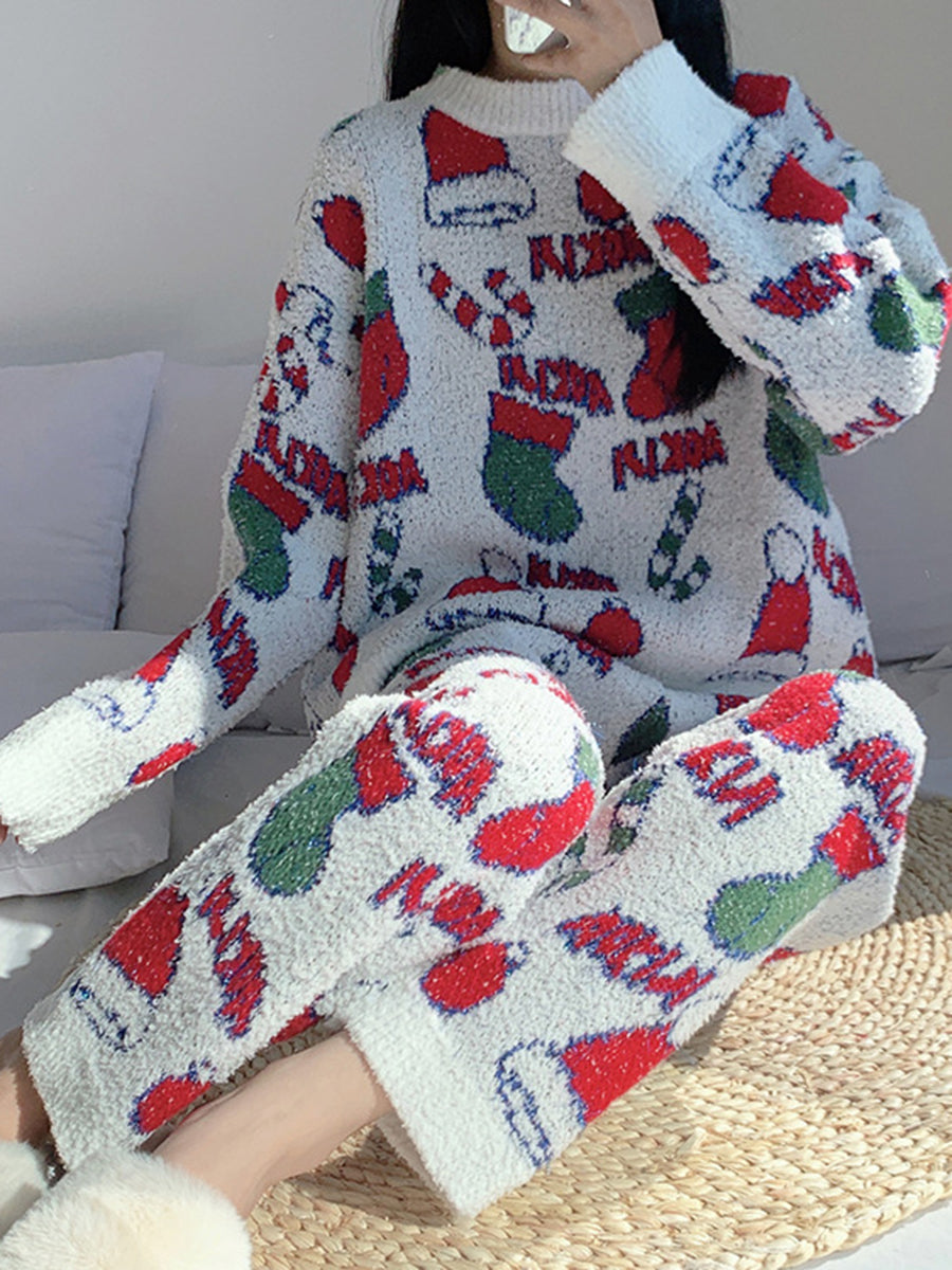 Derpai Weihnachts-Pyjama-Set Damen