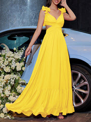 Derpai Chiffon-Abendkleid mit Rückenausschnitt – für Abschlussball oder Hochzeit