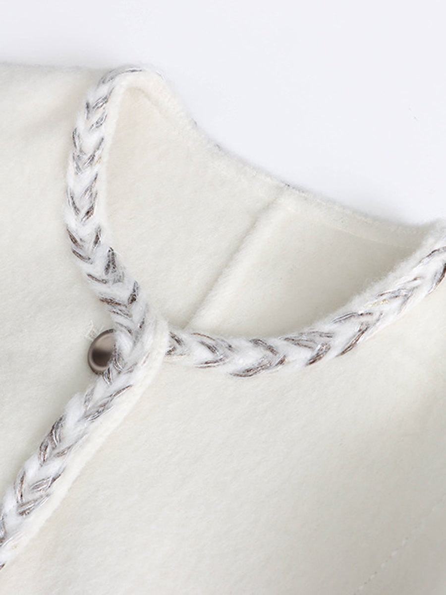 Derpai Wolljacke mit kontrastierendem Besatz und Taschen Damen