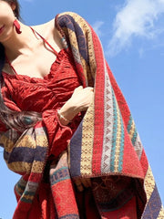 Derpai Jacquard-Schal mit Fransen ethnischer Stil