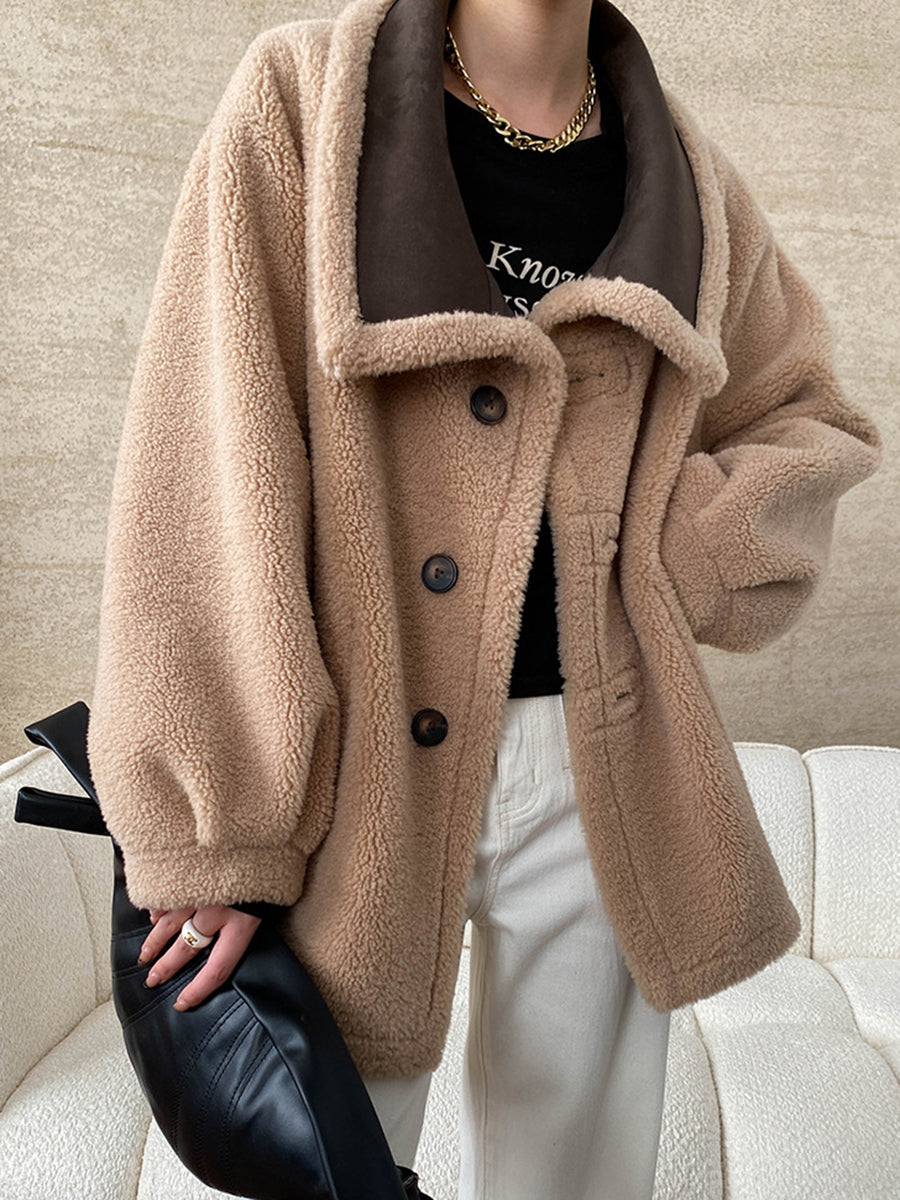 Derpai Wendbare Fliegerjacke mit Knopfleiste und Reverskragen Damen