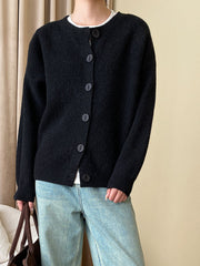 Derpai Cardigan mit Knopfleiste und Rundhalsausschnitt Damen casual