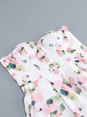 Derpai Bustier-Maxi-Abendkleid mit Blumenprint & Schlitz – für Hochzeit