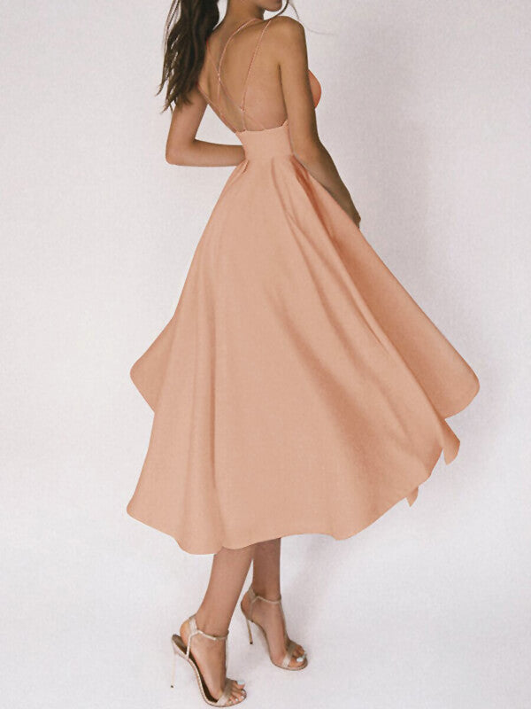Derpai Midikleid im A-Linien-Schnitt mit feinen Trägern elegant – für Cocktail