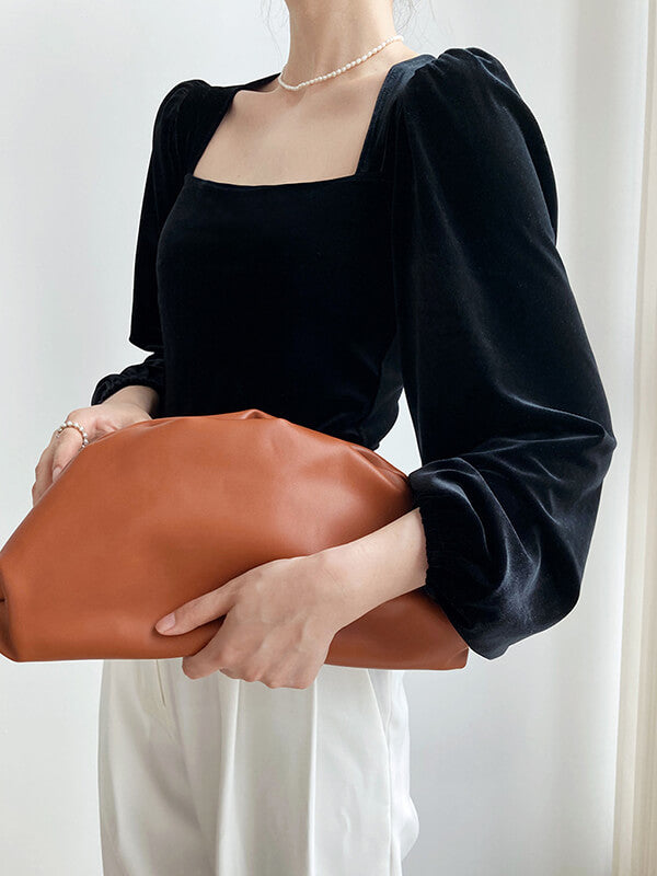 Derpai Schwarzes Samt-Top mit eckigem Ausschnitt – elegant & vintage