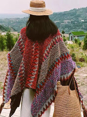 Derpai Gestrickter Schal mit Fransen ethnischer Stil
