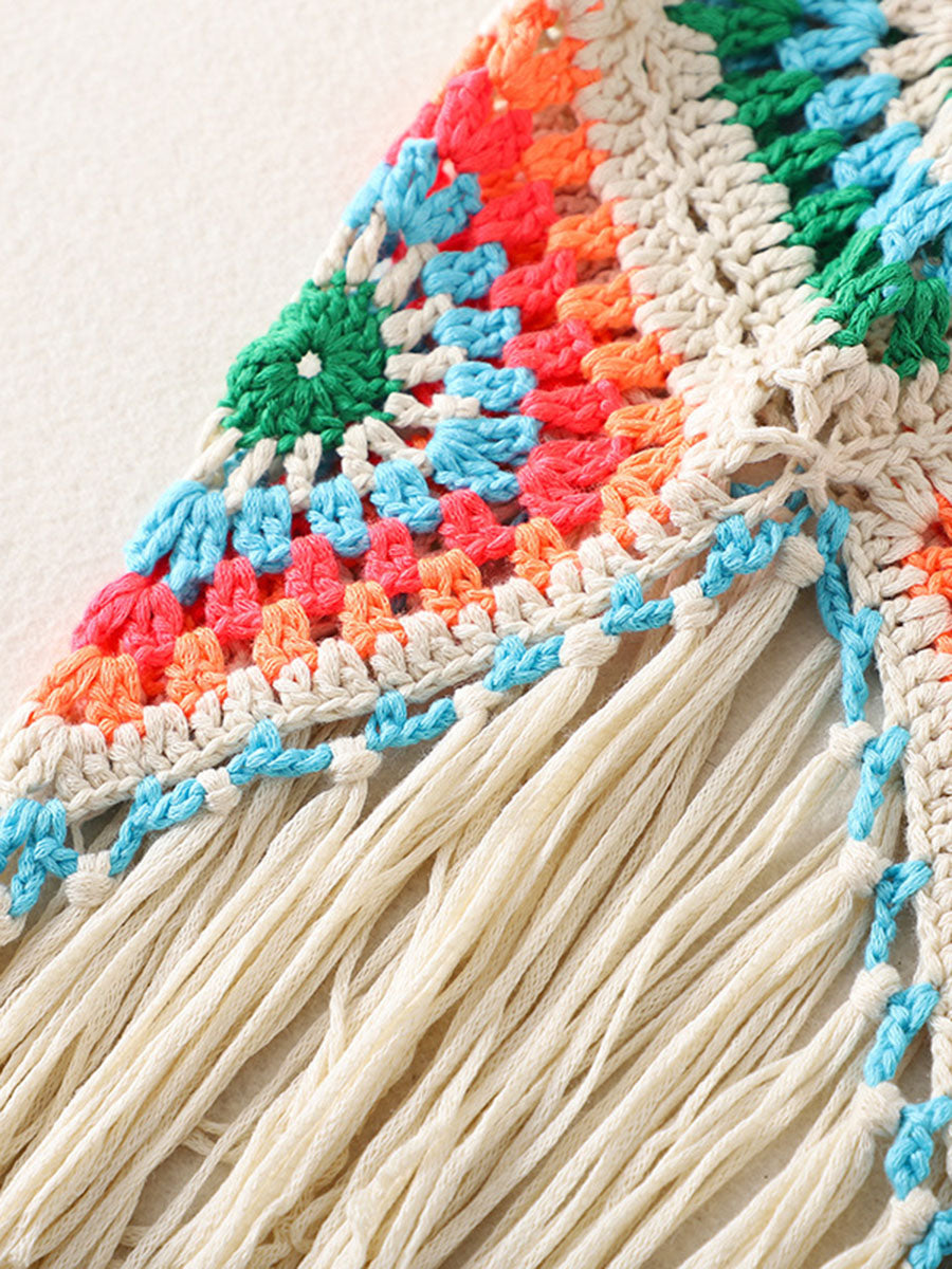 Derpai Boho-Crochet-Top mit dekorativen Fransen – für Urlaub & Strand