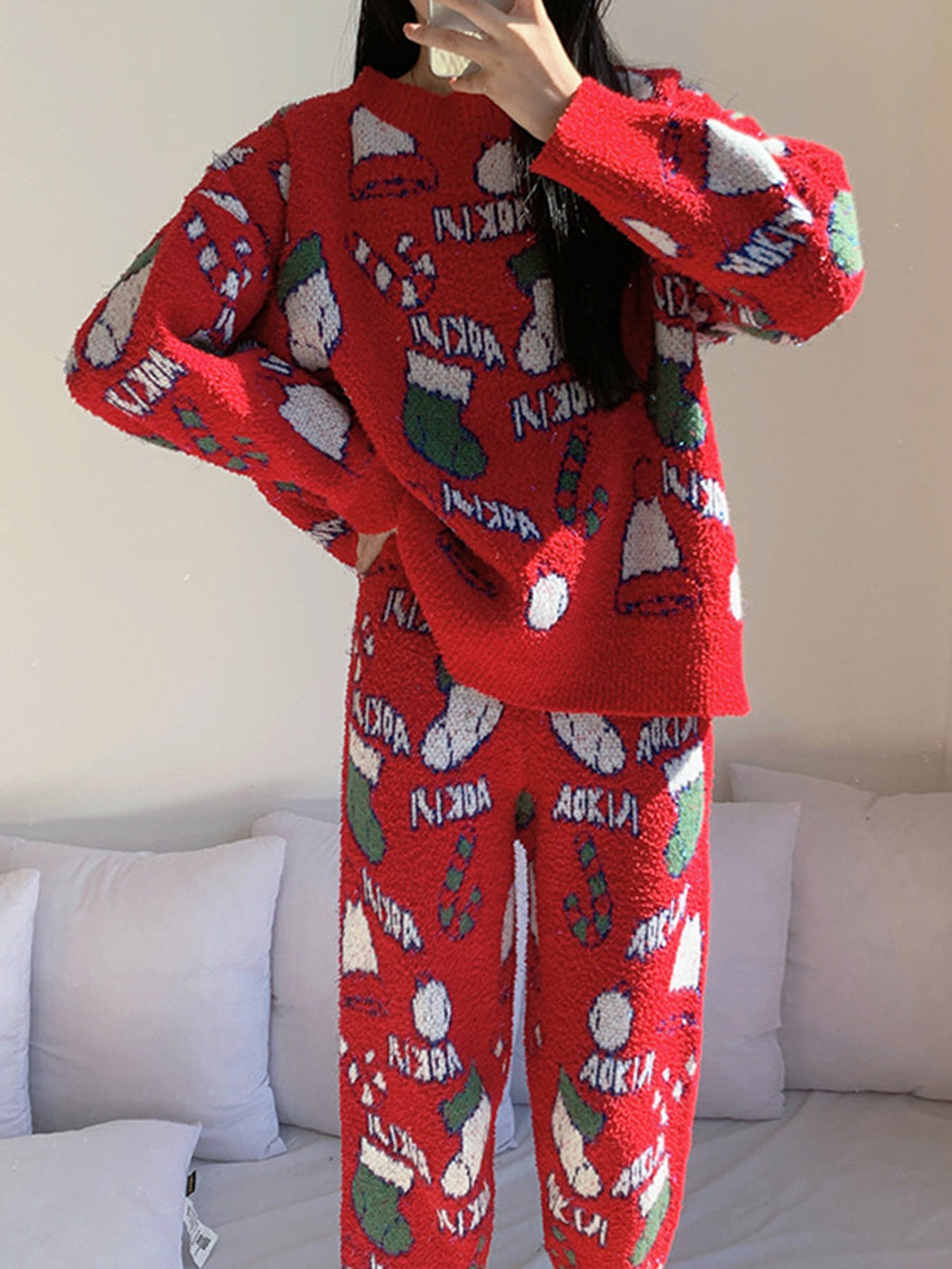 Derpai Weihnachts-Pyjama-Set Damen