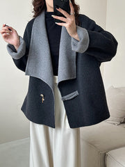 Derpai Wollmantel mit Farbblock-Design Damen modisch