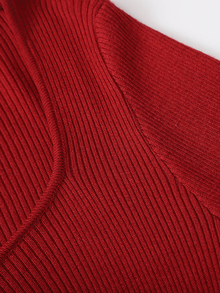 Derpai Strickpullover mit quadratischem Ausschnitt und ausgestellten Ärmeln Damen