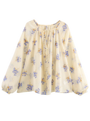 Derpai Weite Bluse aus Chiffon Blumenprint Spaghettiträger