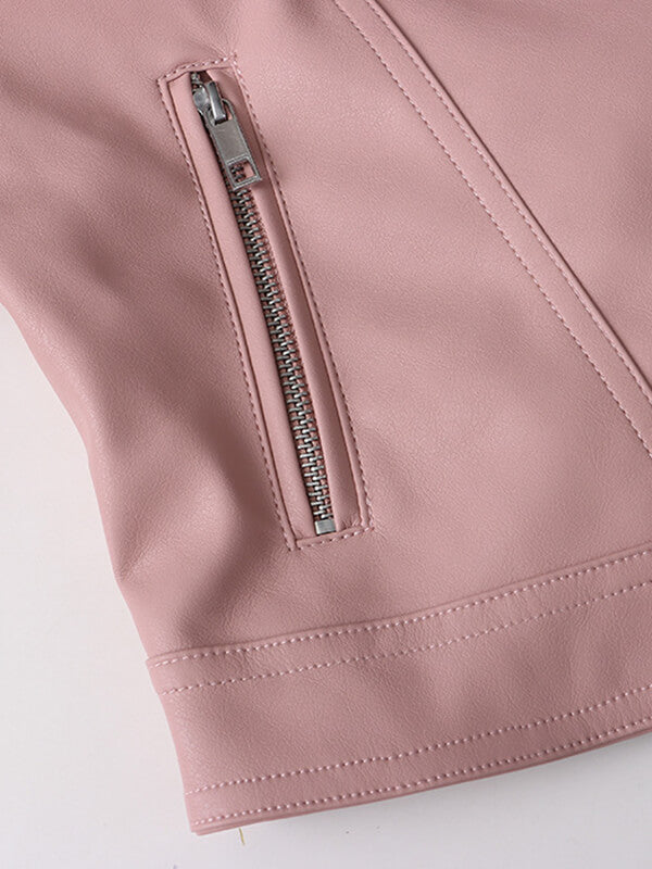 Derpai Kurze PU-Lederjacke mit Taschen – modischer Damenstil
