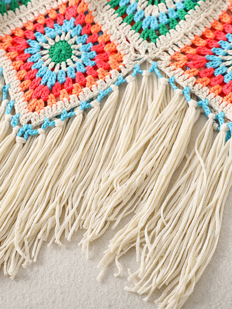 Derpai Boho-Crochet-Top mit dekorativen Fransen – für Urlaub & Strand