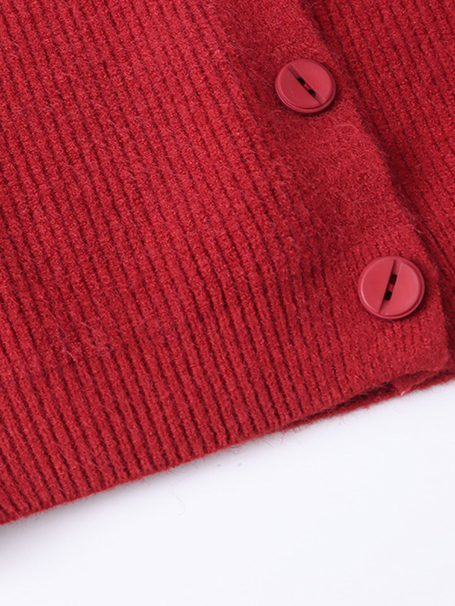 Derpai Cardigan mit Knopfleiste und Rundhalsausschnitt Damen casual