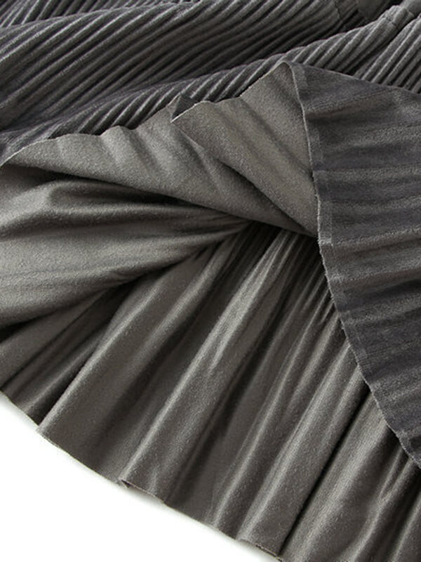Derpai Langer Samtrock mit elastischem Bund – Modischer Damenrock