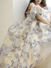 Derpai Maxi-Abendkleid mit Bustier & Puffärmeln