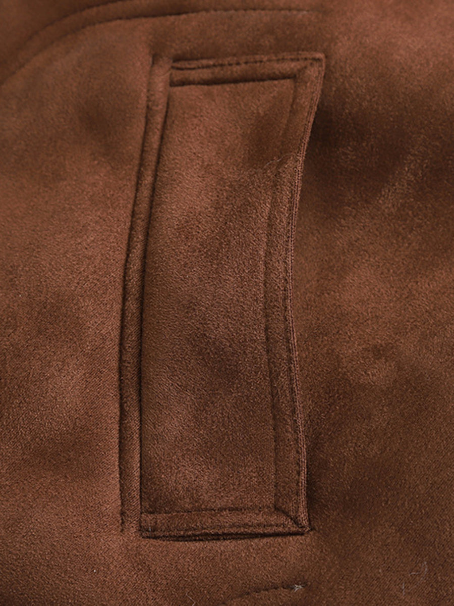 Derpai Fliegerjacke aus Wildlederimitat mit Wollfutter Damen Winter