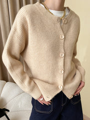 Derpai Cardigan mit Knopfleiste und Rundhalsausschnitt Damen casual