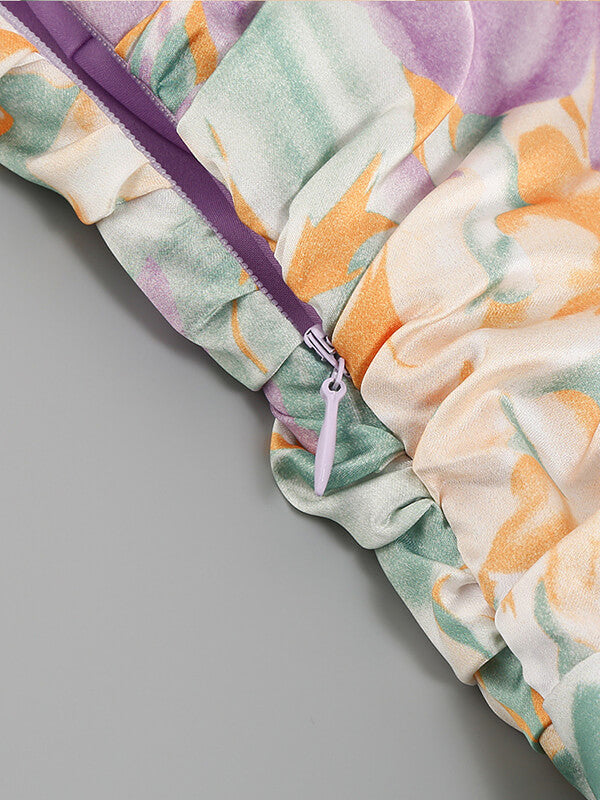 Derpai Langes Maxikleid mit Blumenprint & One-Shoulder-Träger