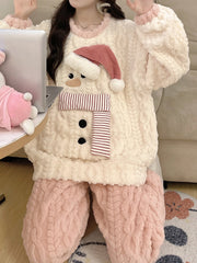 Derpai Weihnachts-Pyjama-Set aus Fleece Damen Winter