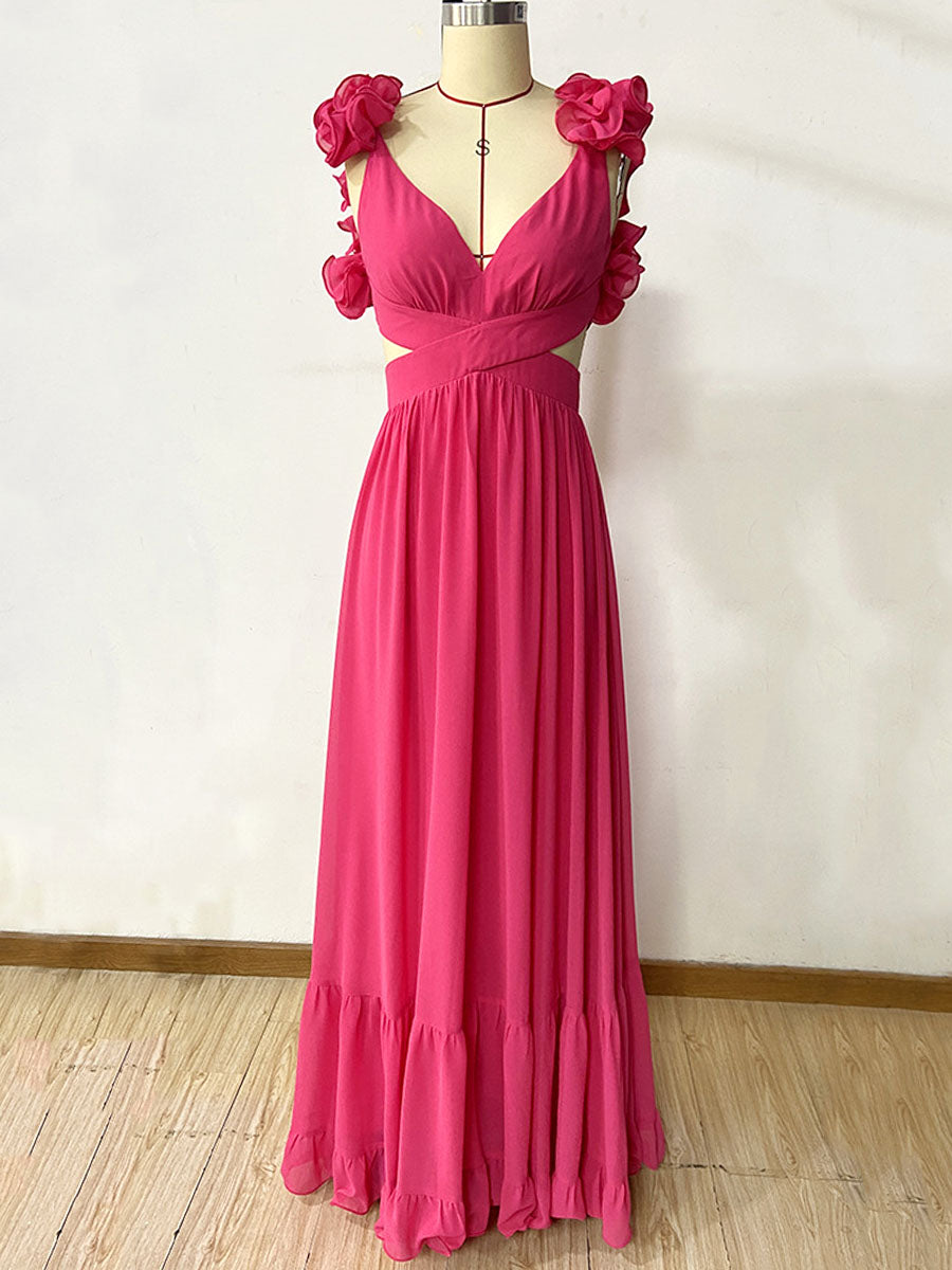 Derpai Chiffon-Abendkleid mit Rückenausschnitt – für Abschlussball oder Hochzeit