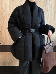 Derpai Steppmantel mit Gürtel und Taschen Damen modisch
