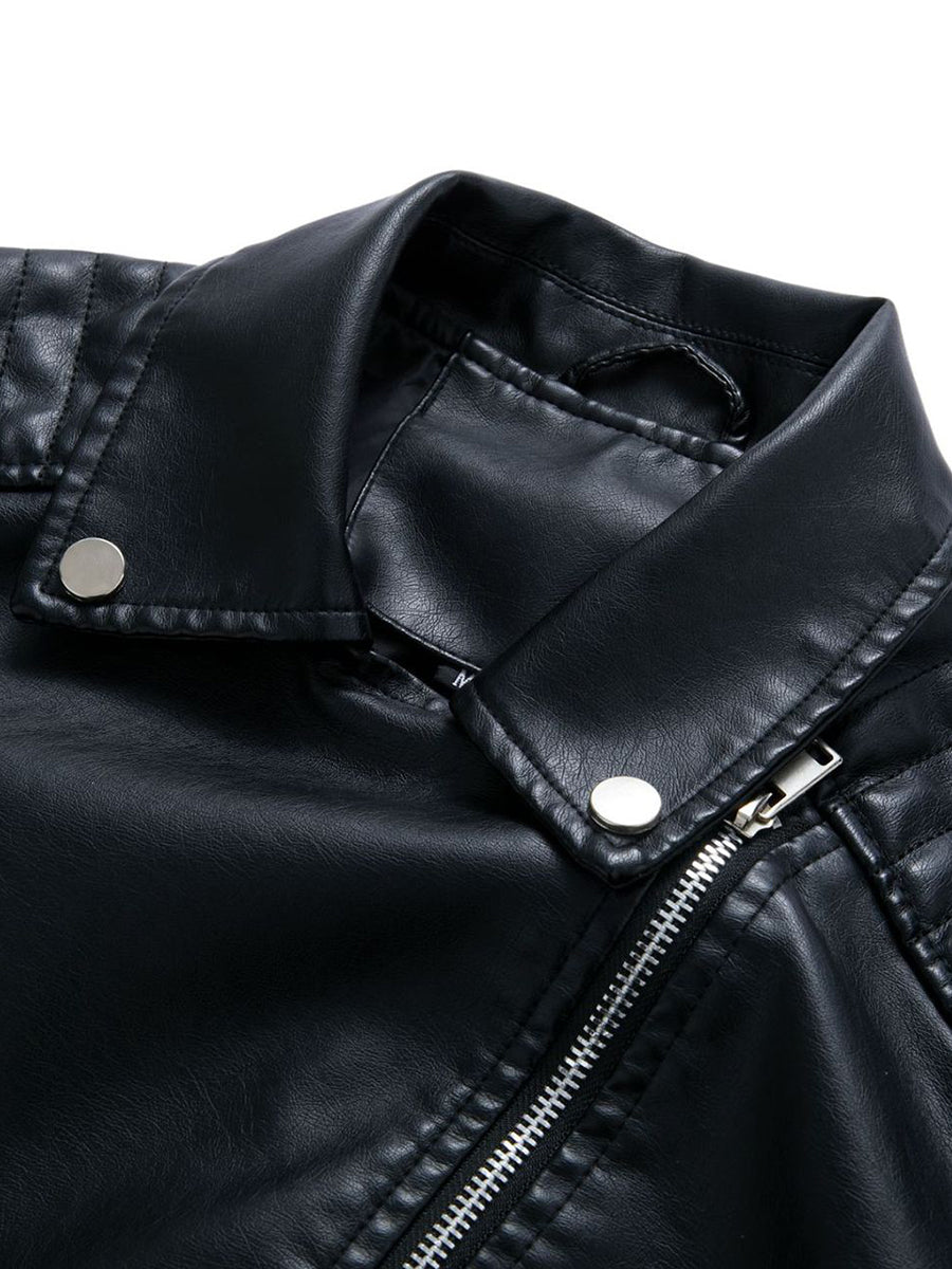 Derpai Damen-Perfecto aus PU-Leder mit Reißverschluss und Reverskragen